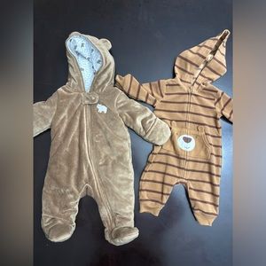 Combo Carters Padded Bear Zip Soft Snowsuit And Doggies Dog Sleeper 0-3 Months